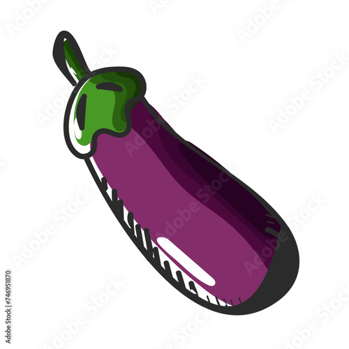 Eggplant doodle element on white background.