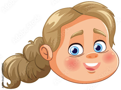 Vector illustration of a smiling young girl's face