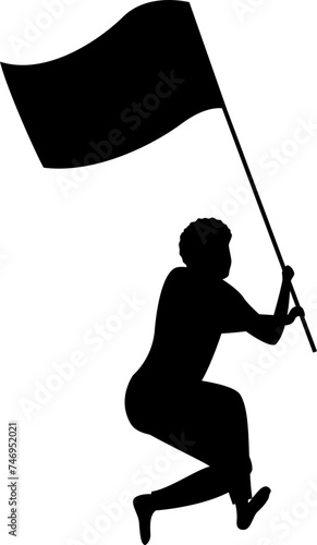 Silhouette of man holding Indian flag.