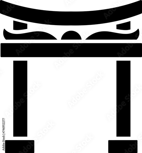 B&W illustration of torii gate icon.