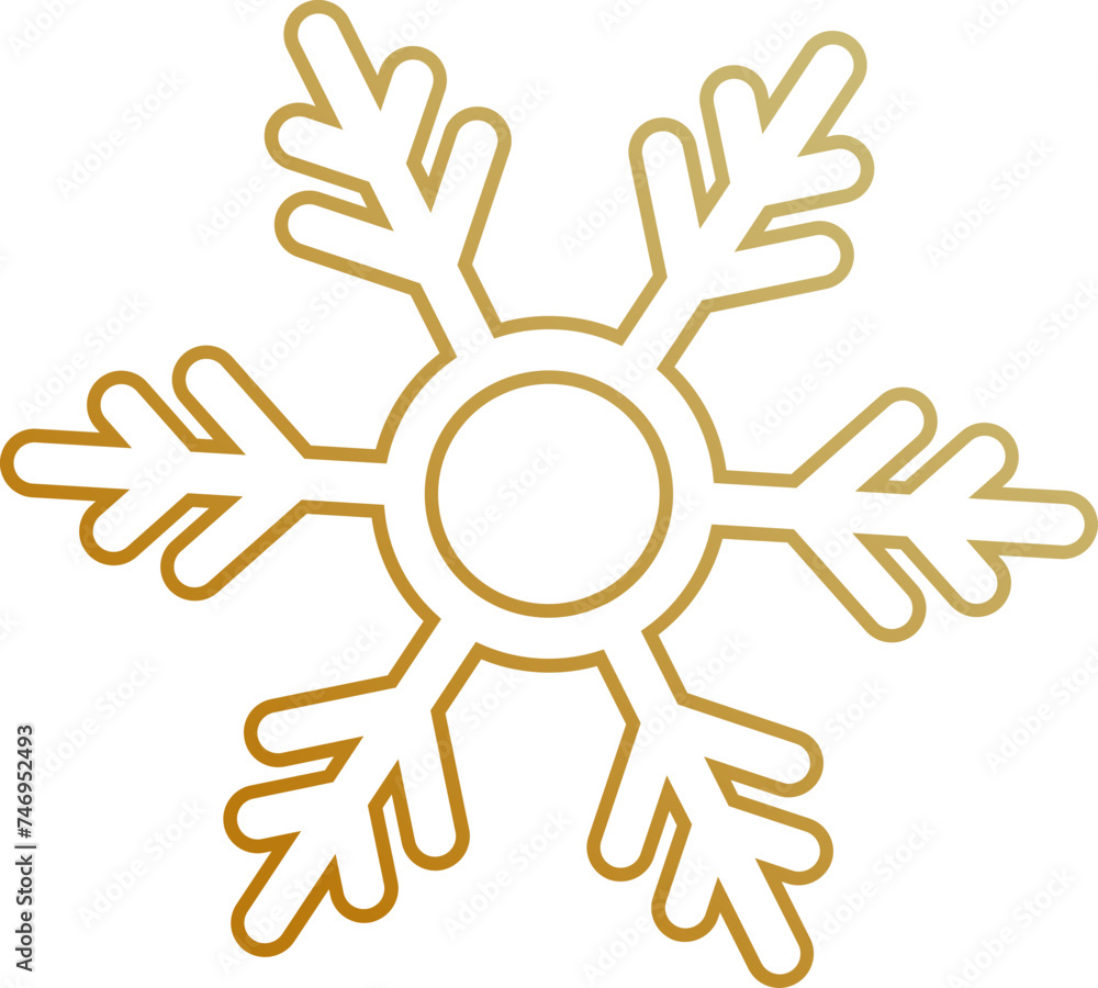 Line art illustration of snowflake in golden color. Line art illustration of snowflake in golden color.