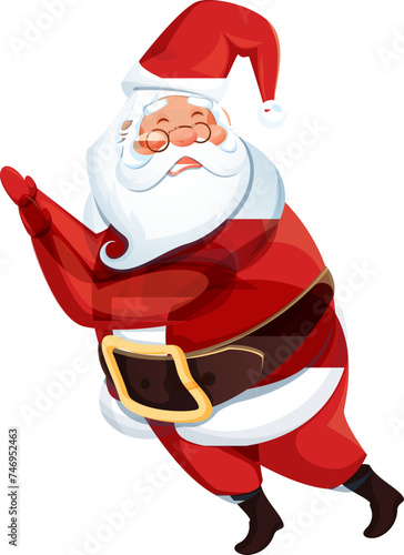 Slipped cute santa claus on white background.