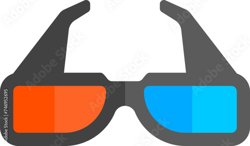 Flat style colorful goggles lens icon.