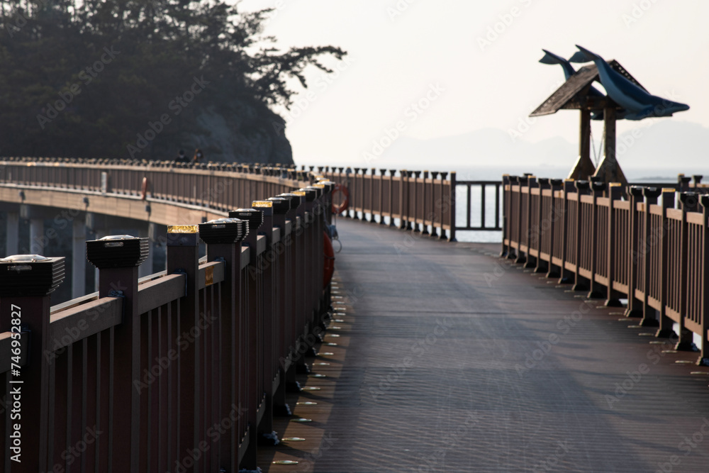 View of the wooden bridge at the seaside