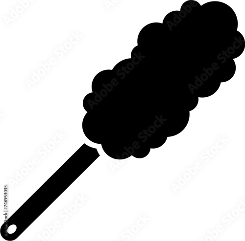 B&W illustration of feather duster icon.