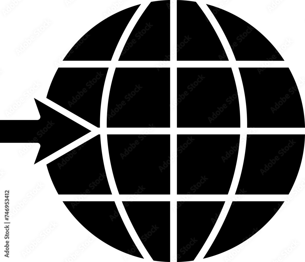 Flat style globe with arrow icon in b&w color. Flat style globe with arrow icon in b&w color.