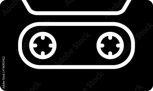 B&W audio tape icon in flat style.