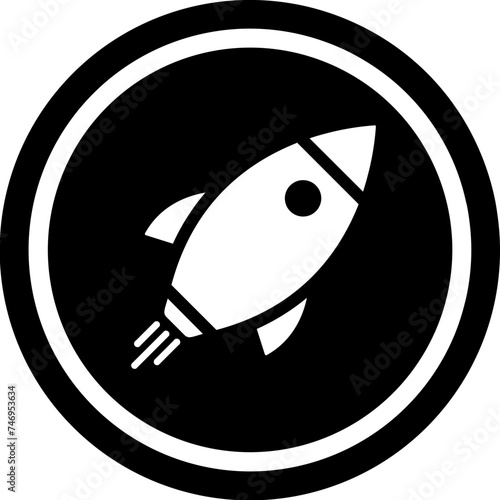 B&W stellar lumens coin icon in flat style.