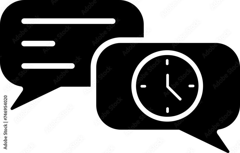 Illustration of message or chatting time glyph icon. Illustration of message or chatting time glyph icon.