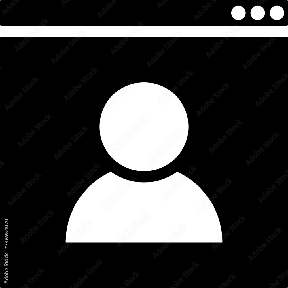Flat style user profile web page icon in b&w color. Flat style user profile web page icon in b&w color.