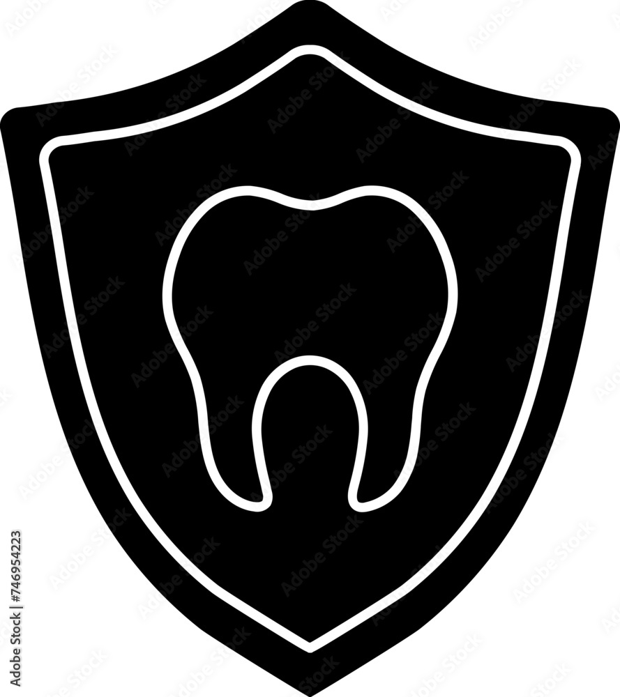 Flat style tooth safety and protection icon in b&w color. Flat style tooth safety and protection icon in b&w color.