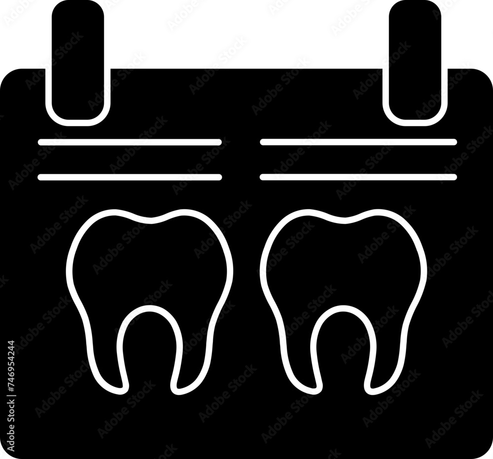Flat style dental x- ray icon in b&w color. Flat style dental x- ray icon in b&w color.