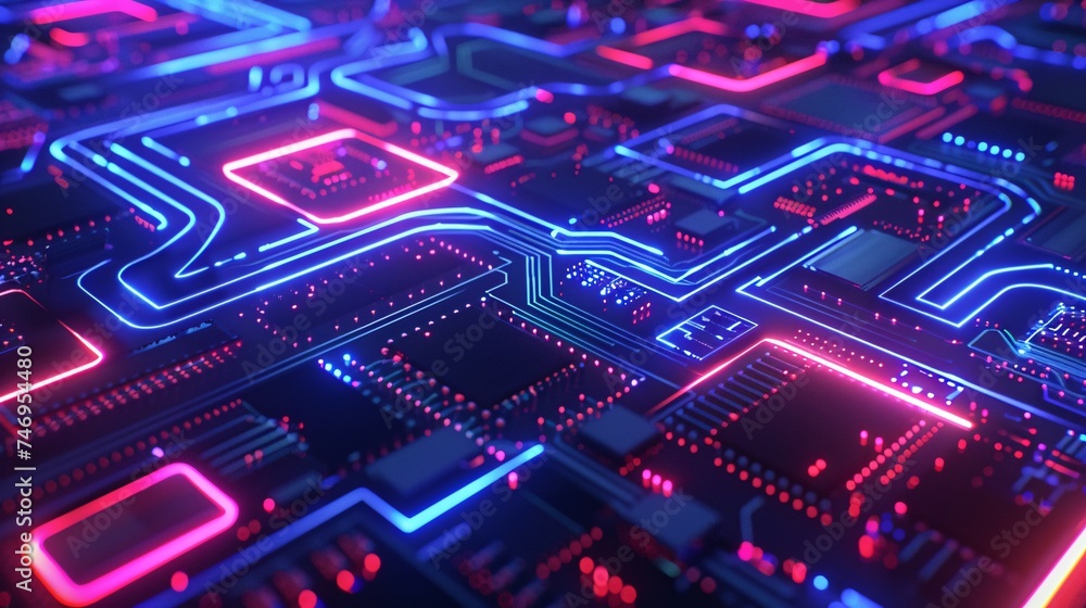 Blue and Purple technology processor circuit board background Blue and Purple technology processor circuit board background