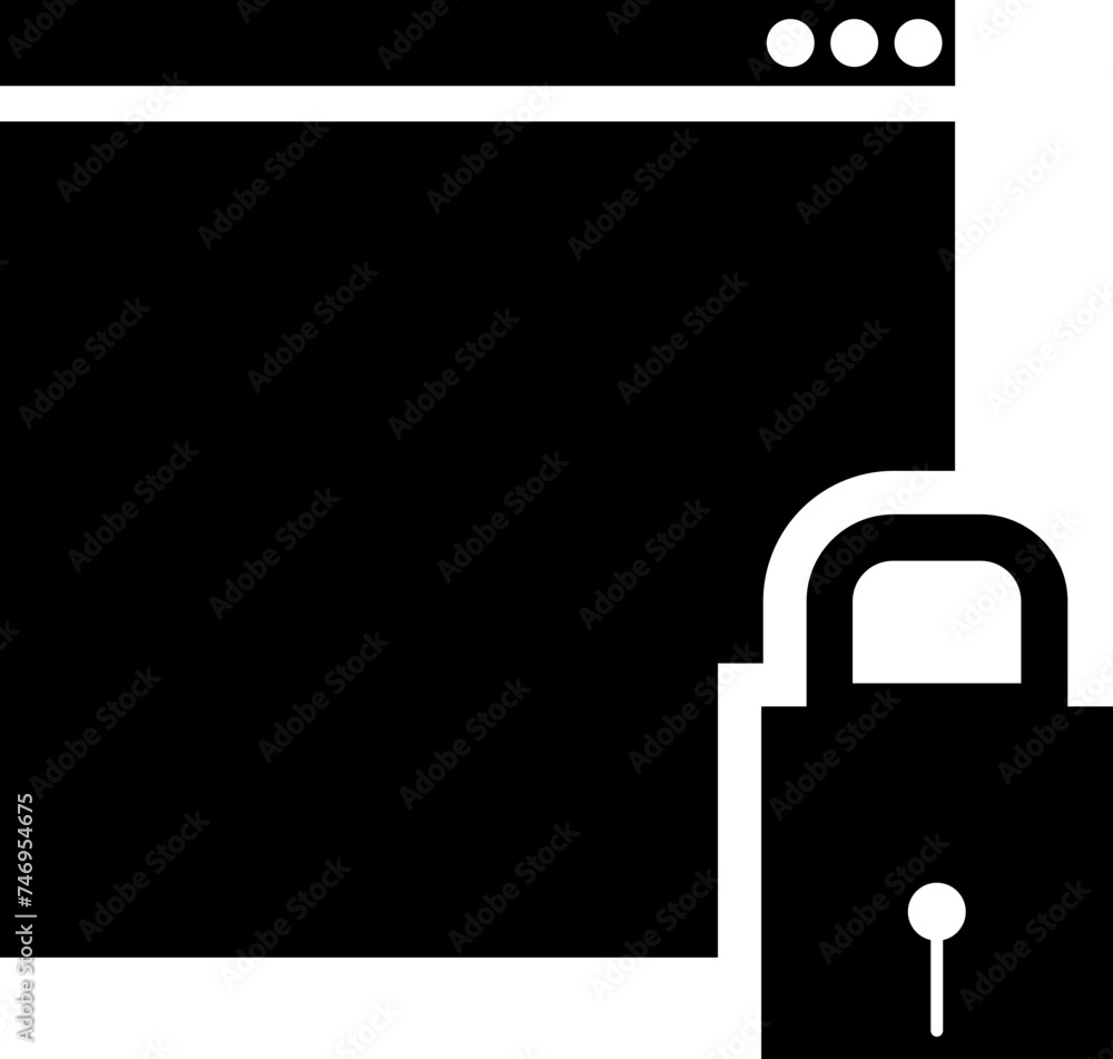 Web security or website lock glyph icon. Web security or website lock glyph icon.