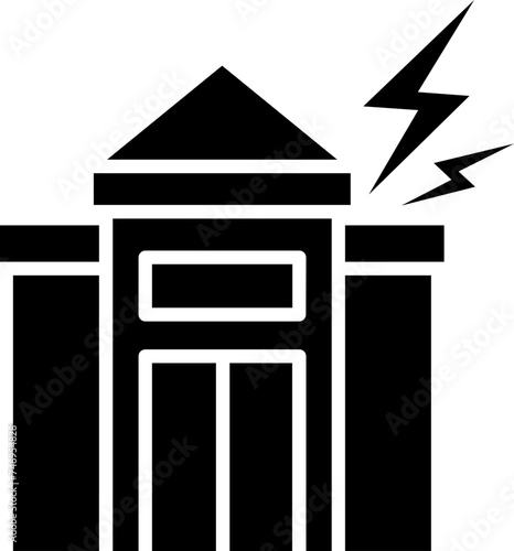 Lightning falling on house icon.