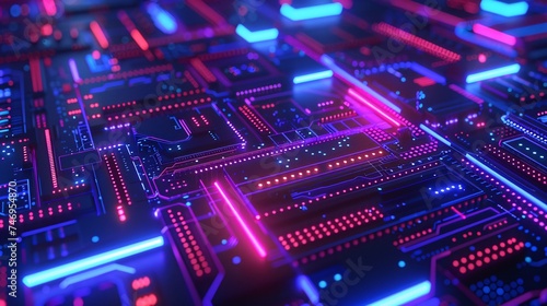 Blue and Purple technology processor circuit board background