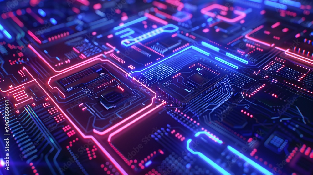 Blue and Purple technology processor circuit board background Blue and Purple technology processor circuit board background