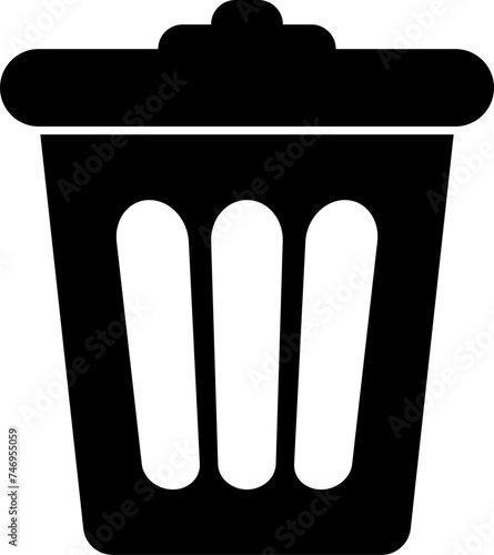 B&W illustration of trash can glyph icon.