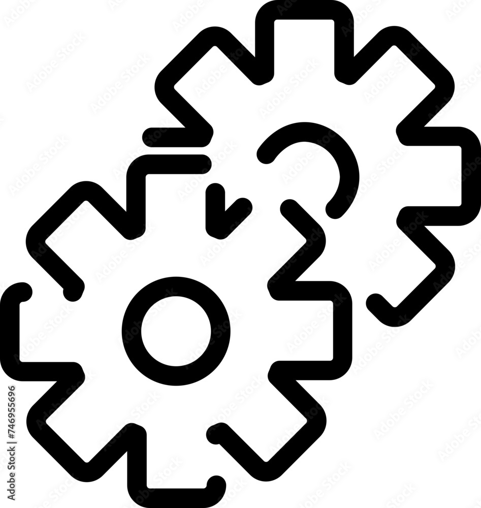 Line art illustration of cogwheel flat icon. Line art illustration of cogwheel flat icon.
