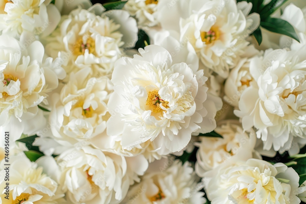 Close-up of flowers peonies. White peonies close-up. Close-up of flowers peonies. White peonies close-up.