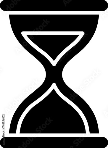 B&W illustration of hourglass icon.