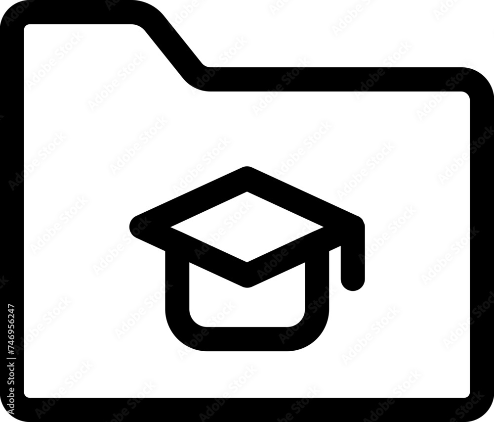 Graduation file folder icon in line art. Graduation file folder icon in line art.