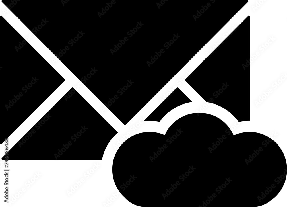 Cloud message or email glyph icon in flat style. Cloud message or email glyph icon in flat style.