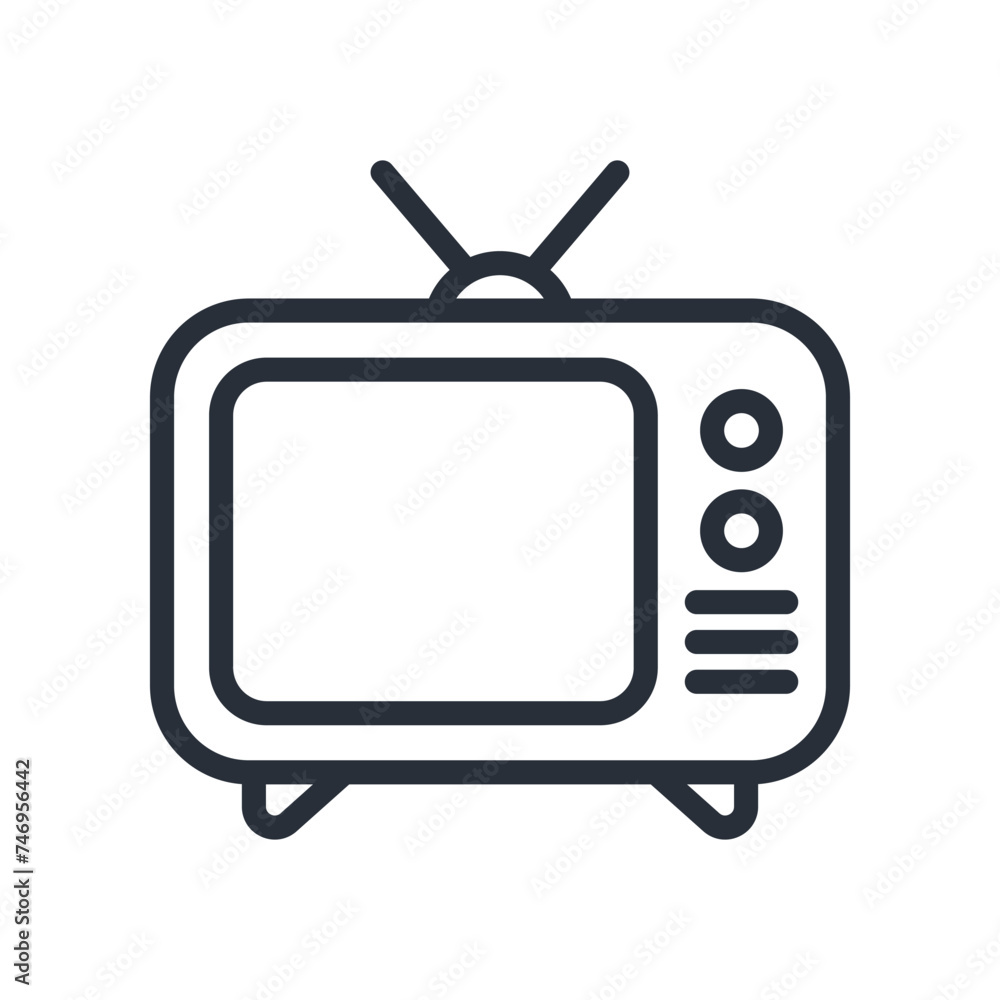 Television line icon vector isolated on white background. Television line icon vector isolated on white background.