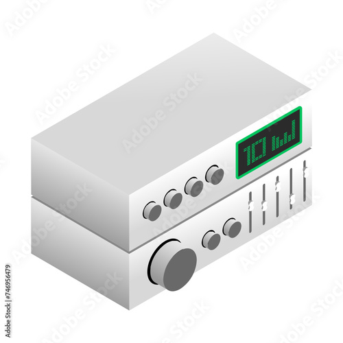 3D illustration of stereo receiver icon.