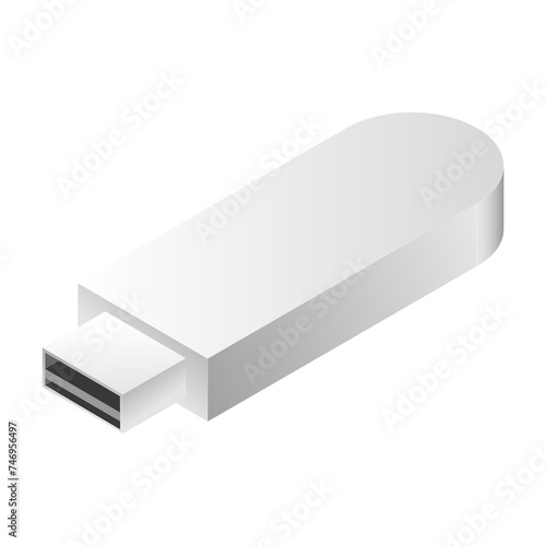 Fényképezés 3D illustration of flash drive icon in white color.