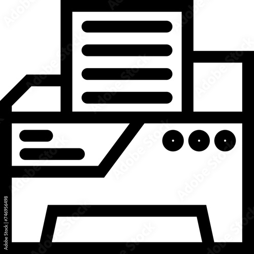 Printer icon or symbol in line art.