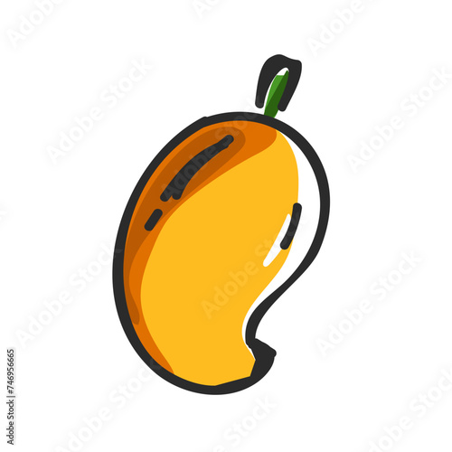 Flat style mango in yellow color.