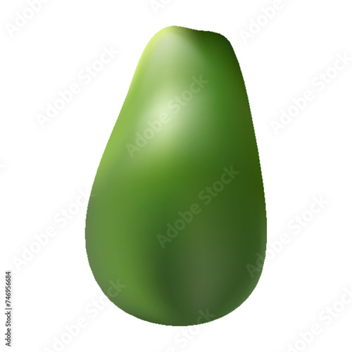 3D render papaya in green color.