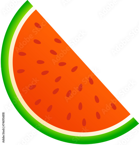 Watermelon slice in orange and green color.
