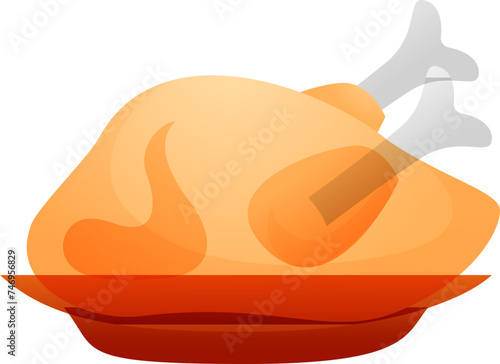Illustration of roasted chicken on plate.