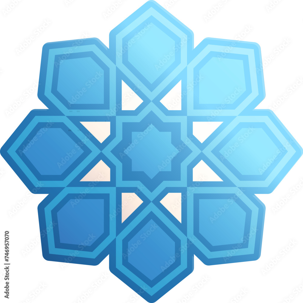 Round pattern abstract flower design in blue color. Round pattern abstract flower design in blue color.
