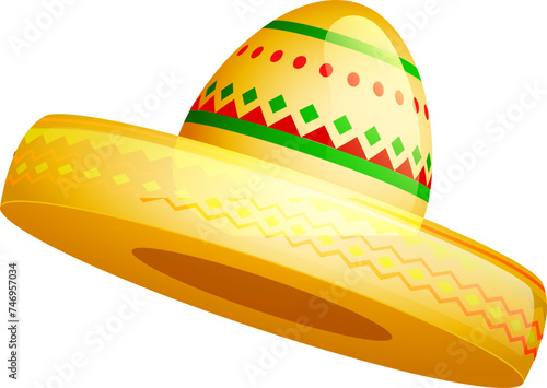 Illustration of sombrero hat on white background.