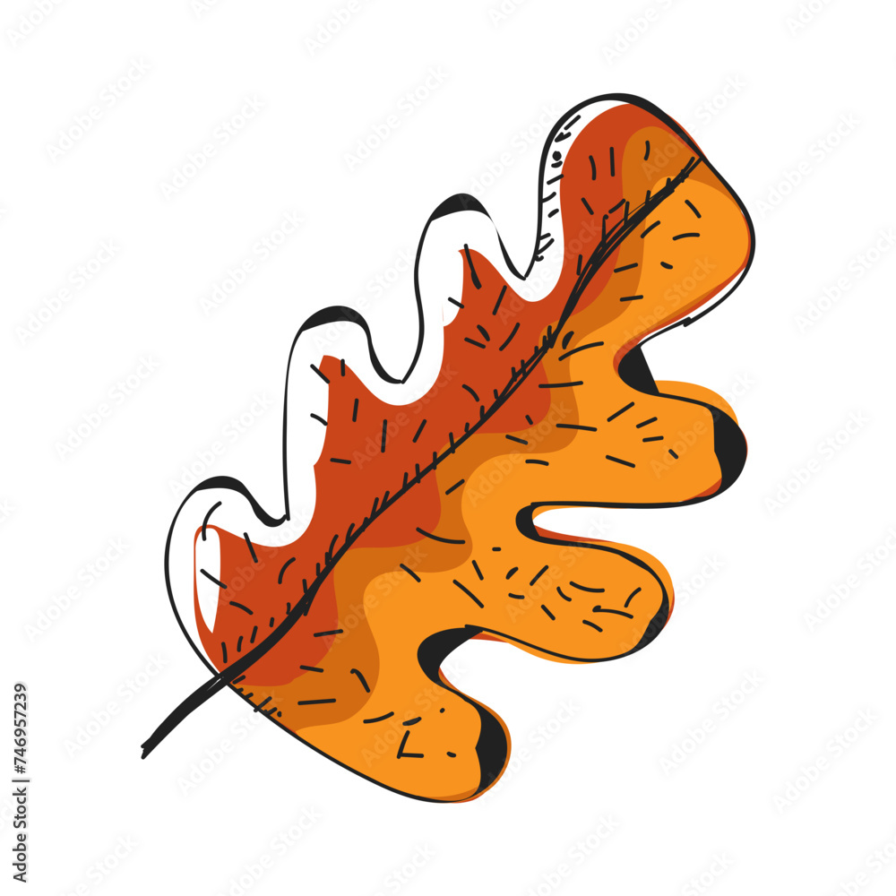 Vector illustration of leaf doodle.