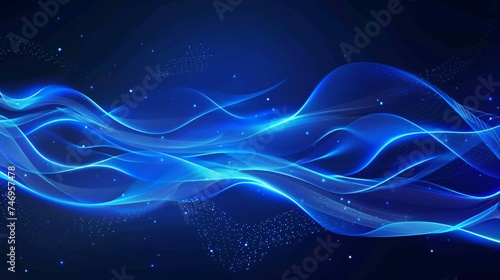 blue wavy technology background. ai generative © AriyaniAI