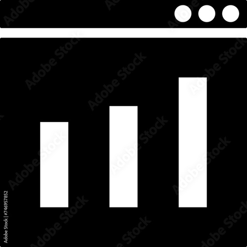 Growth statistical data on web browser. Glyph icon.