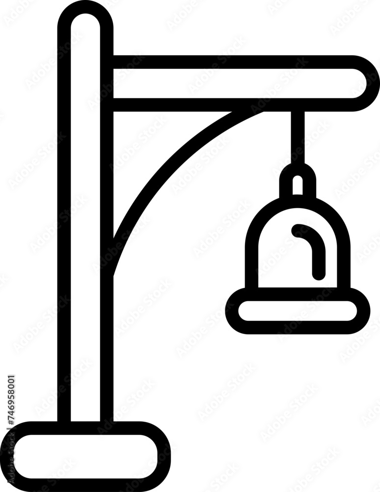 Black line art illustration of street lamp icon. Black line art illustration of street lamp icon.