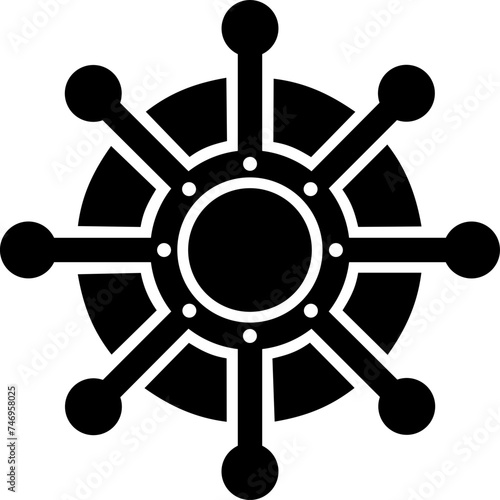 B&W illustration of helm icon.