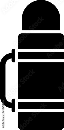 Thermos bottle icon in b&w color.
