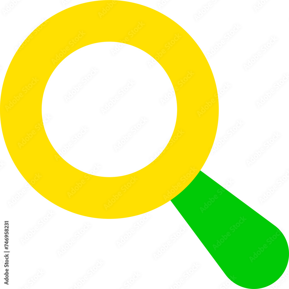 Search or magnifying glass icon in green and yellow color. Search or magnifying glass icon in green and yellow color.