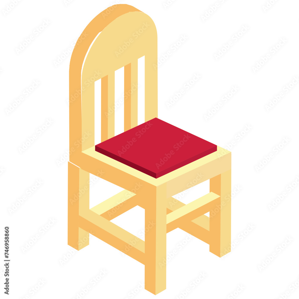 Flat illustration of isometric chair element. Flat illustration of isometric chair element.
