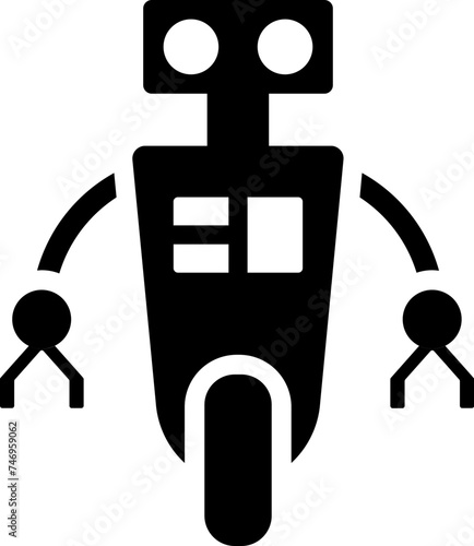 Robot glyph icon in b&w color.