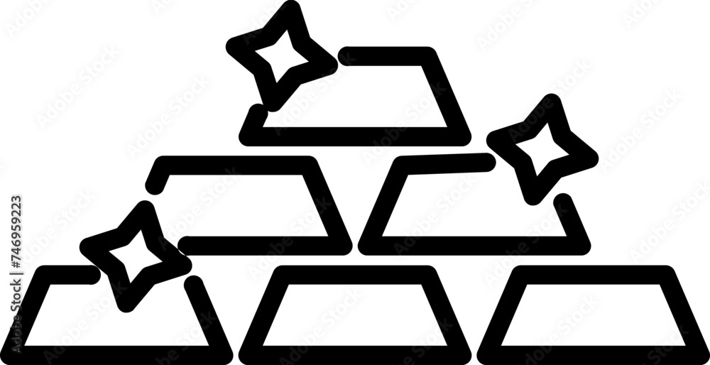 Flat style gold ingot icon in line art. Flat style gold ingot icon in line art.