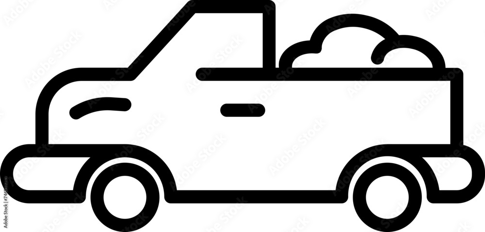 Mining truck icon in line art. Mining truck icon in line art.