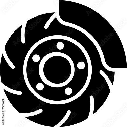 Disk brake icon in b&w color.