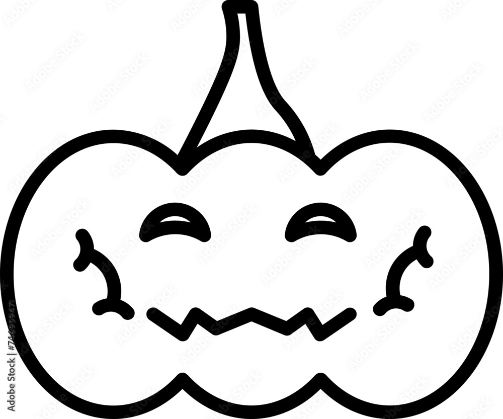 Scary pumpkin icon in black line art. Scary pumpkin icon in black line art.